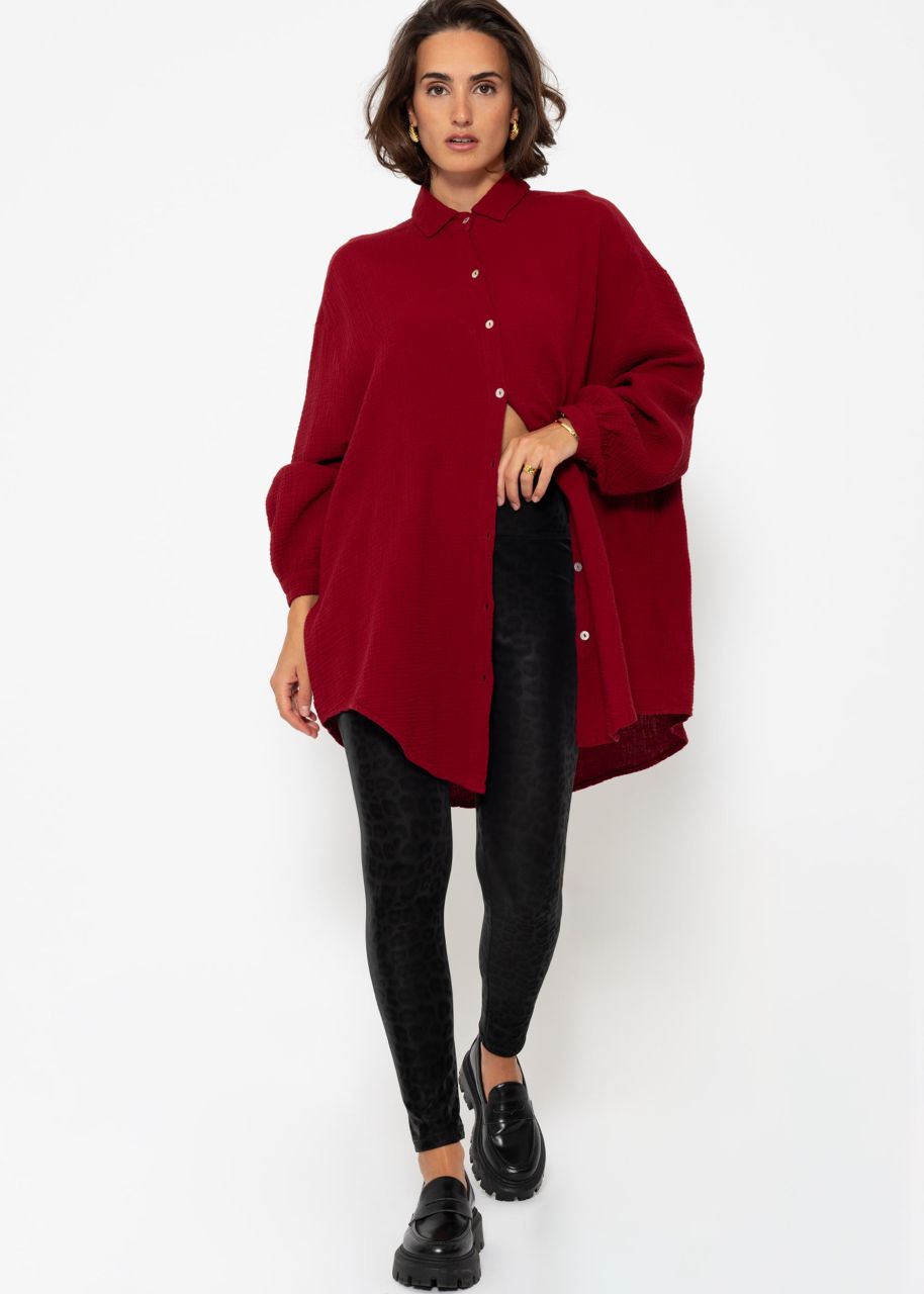 Muslin blouse oversize, dark red