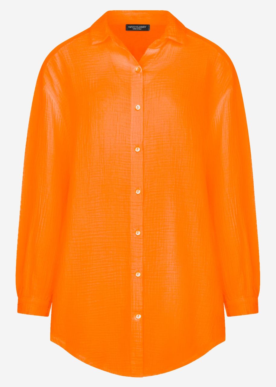 Muslin blouse oversize, orange