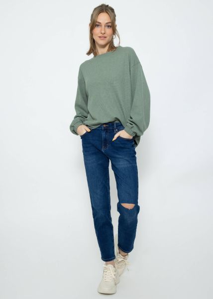 Long-sleeved shirt in waffle | | Clothing green piqué - New Arrivals New
