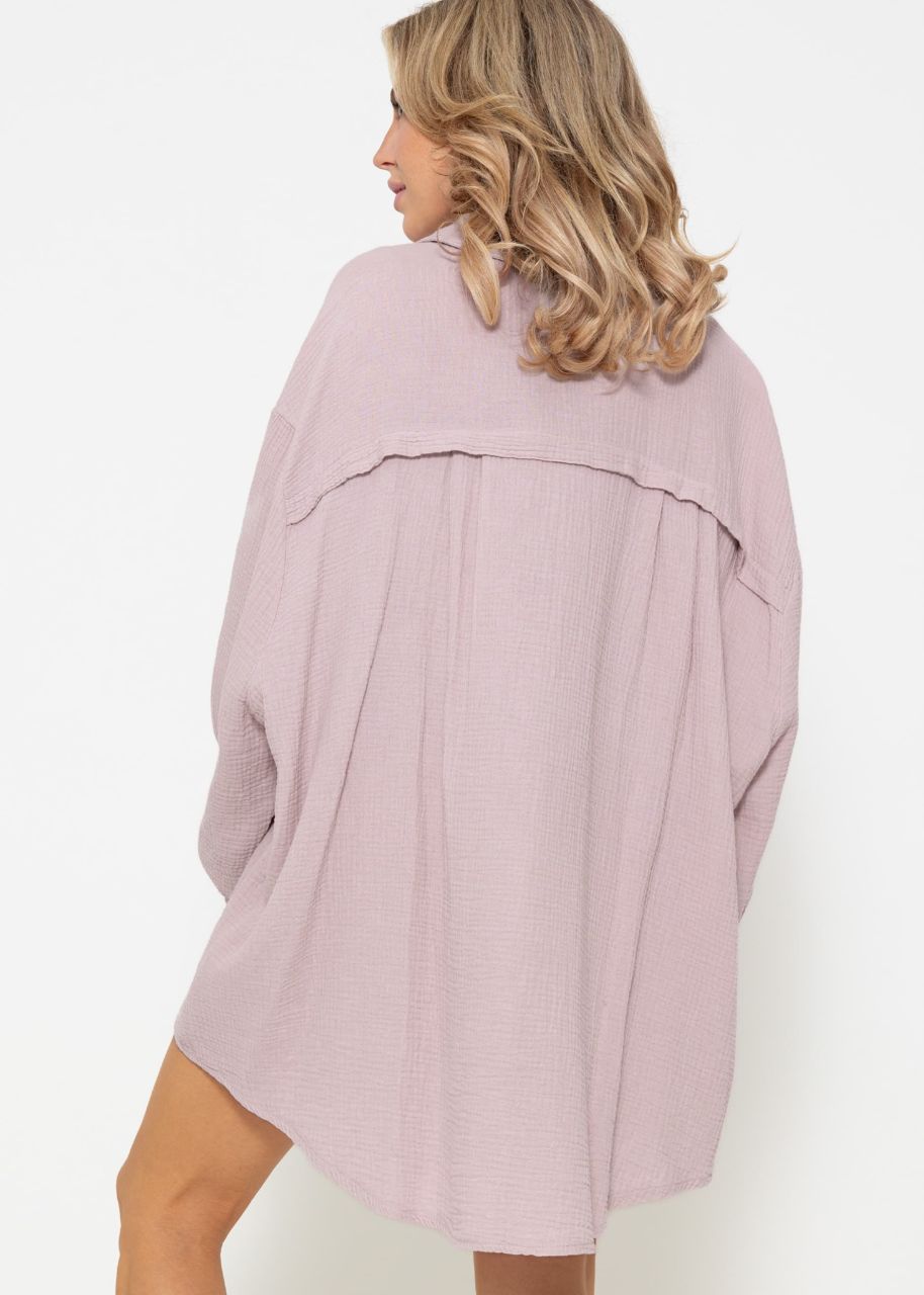 Muslin blouse oversize, powder pink