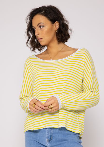 Casual striped long-sleeved shirt, yellow/white