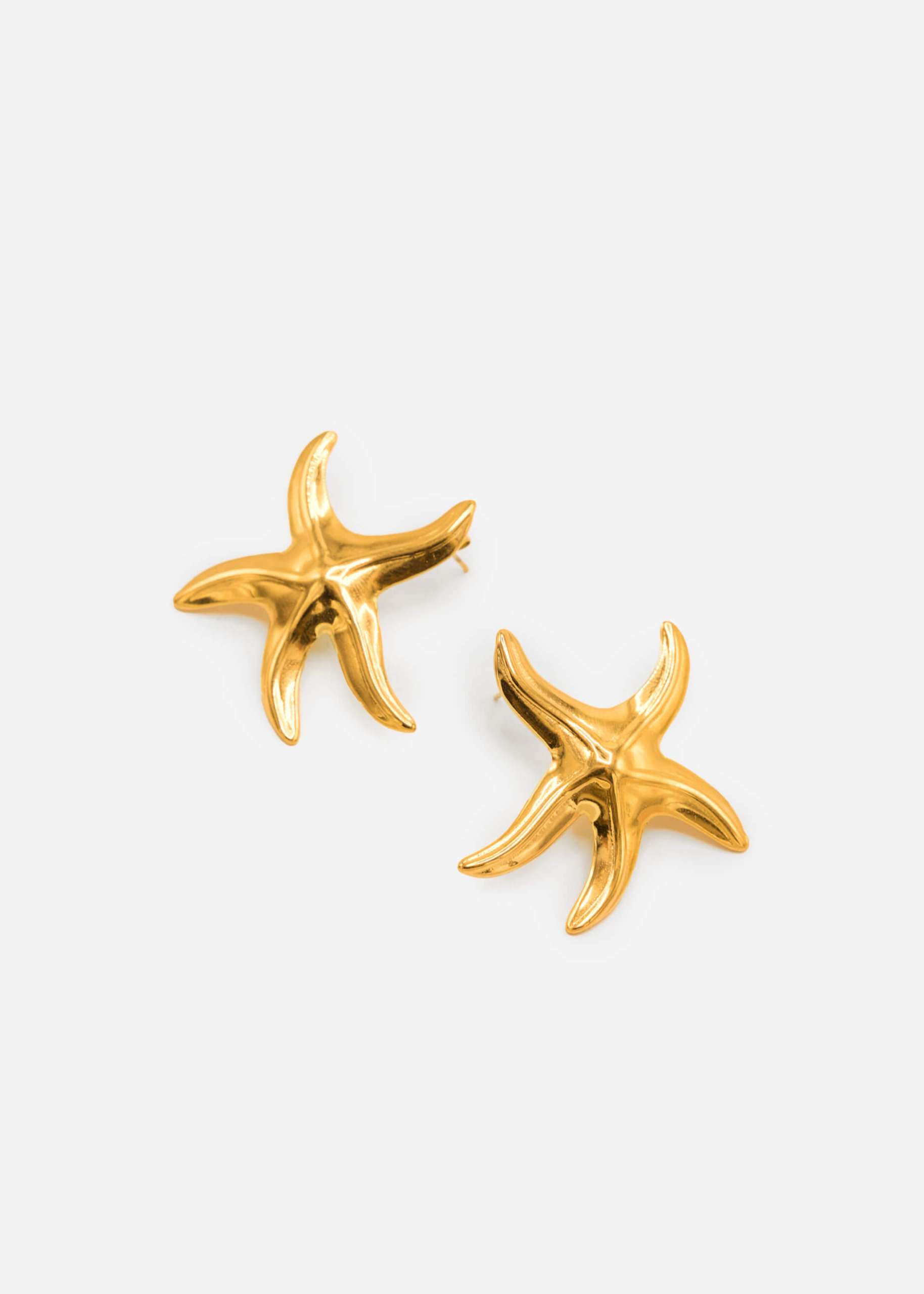 Stud earrings with starfish - gold