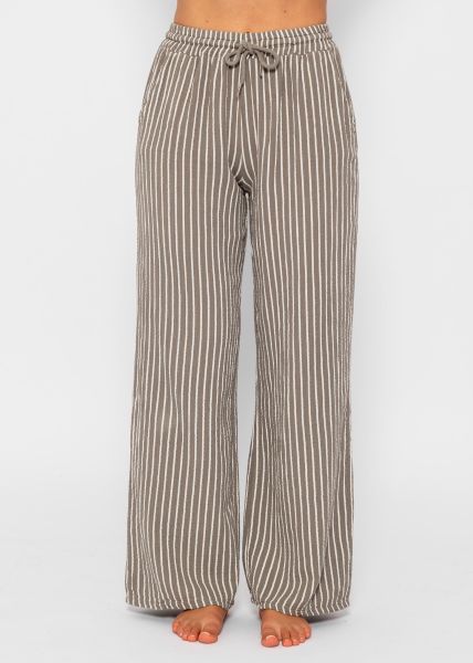 Striped muslin pants - taupe