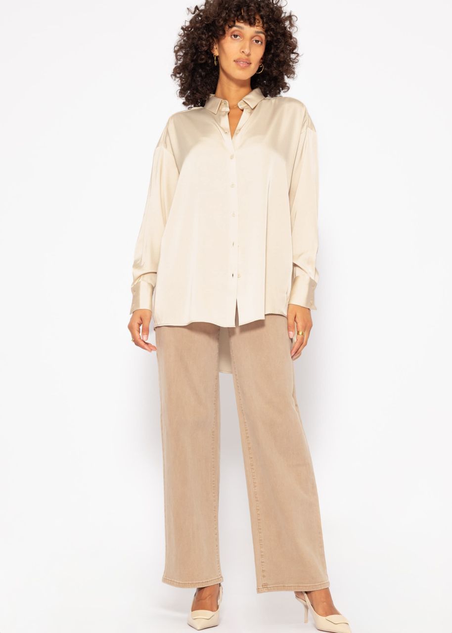 Oversize satin blouse - beige