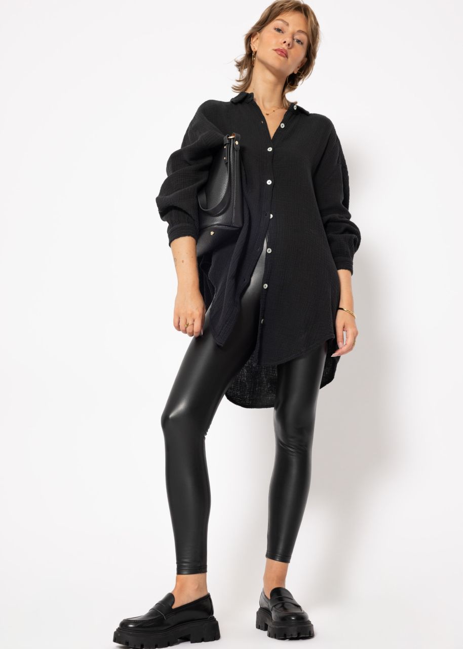 Muslin blouse oversize, black