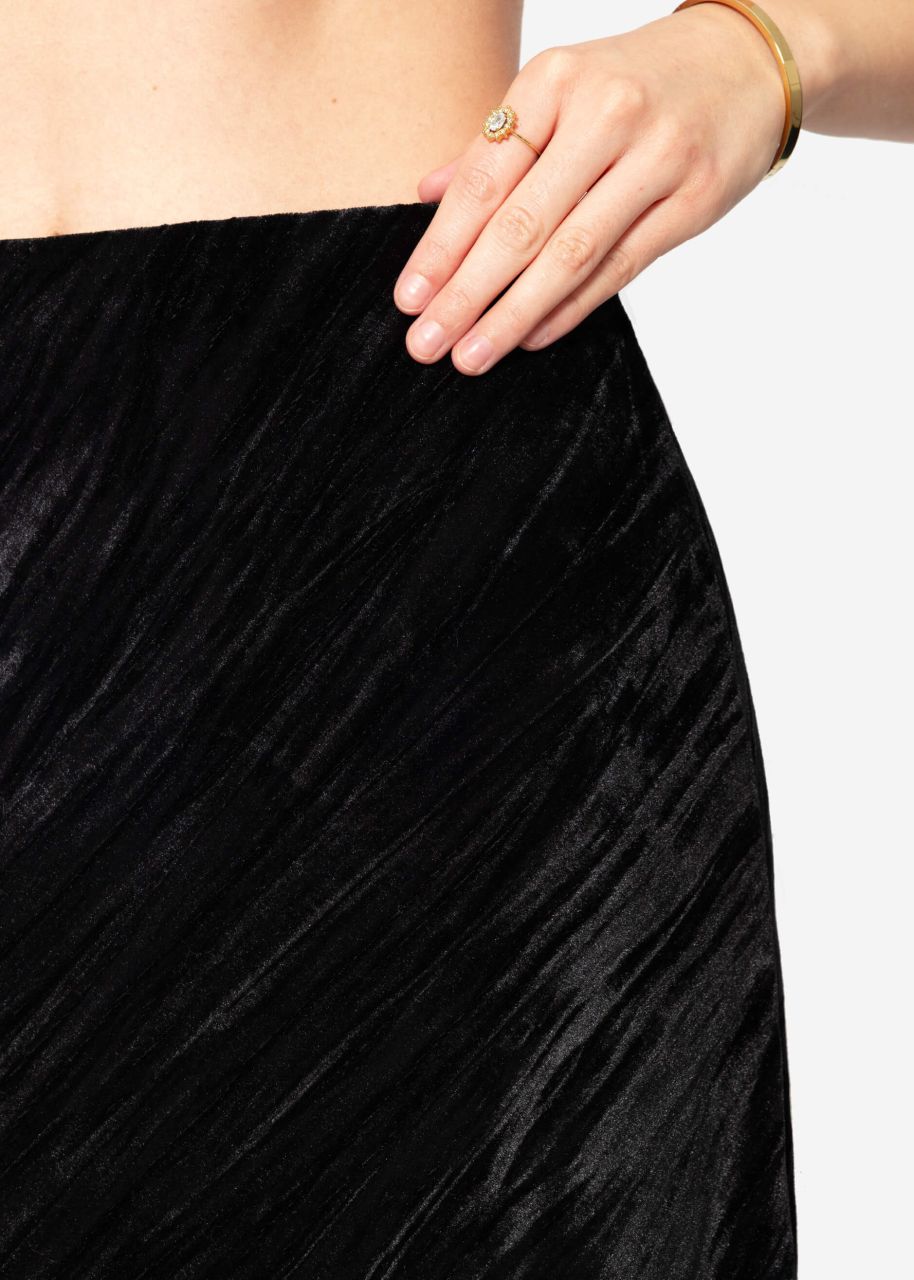 Velvet midi skirt - black