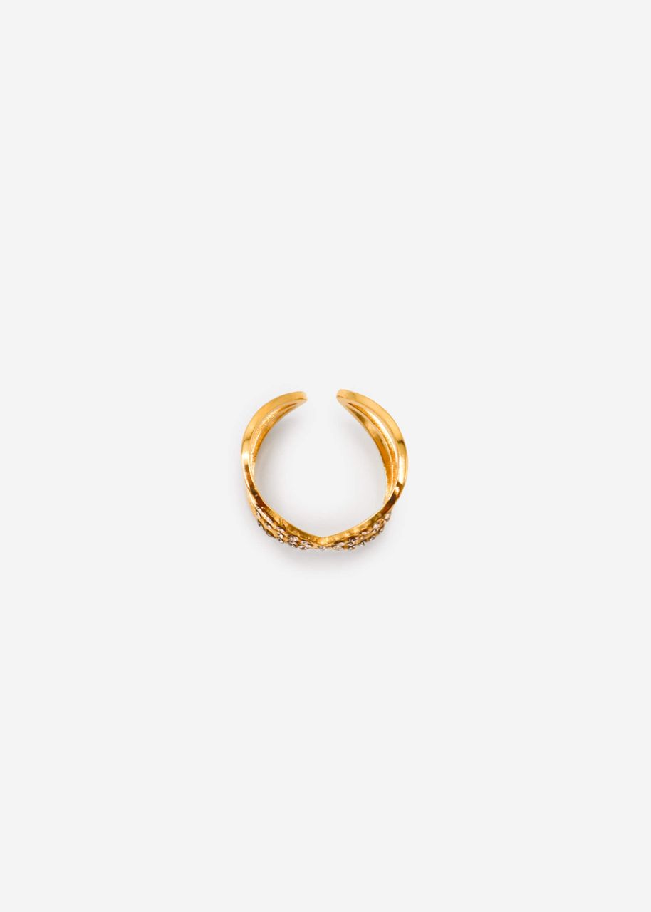 Ring with sparkling bars - gold