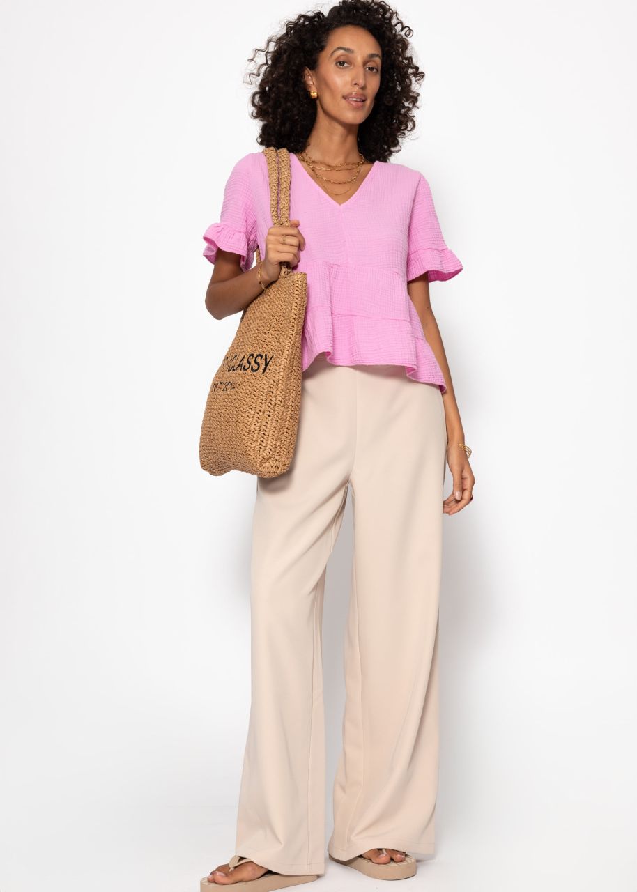 Muslin shirt with flounces - pink