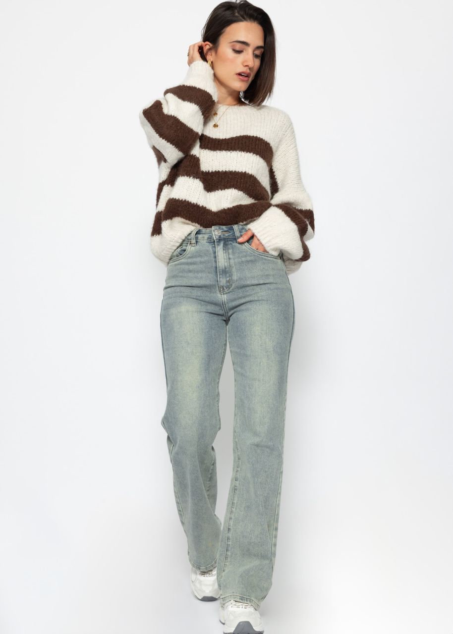 Striped oversize sweater - offwhite