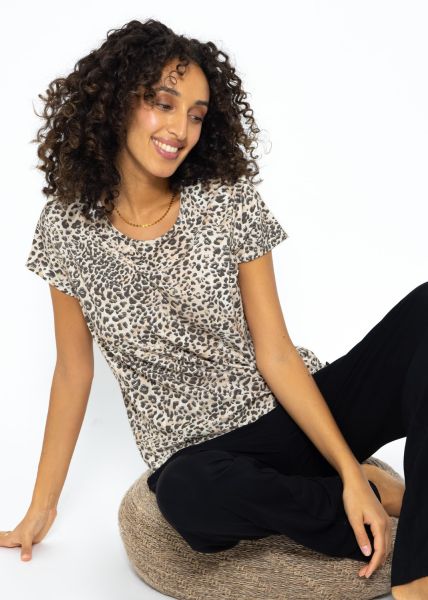 Pyjama shirt with leopard print - offwhite