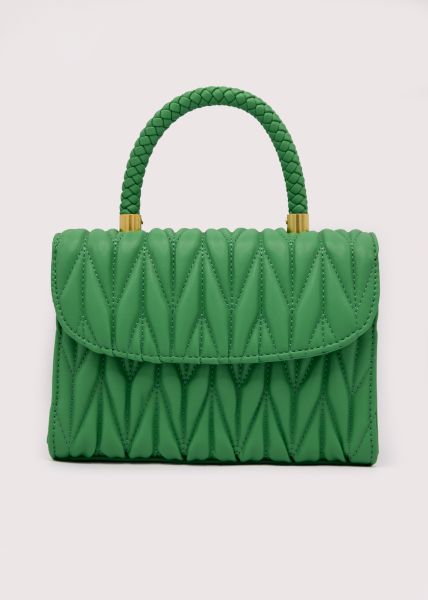 Handbag with braided handle, green
