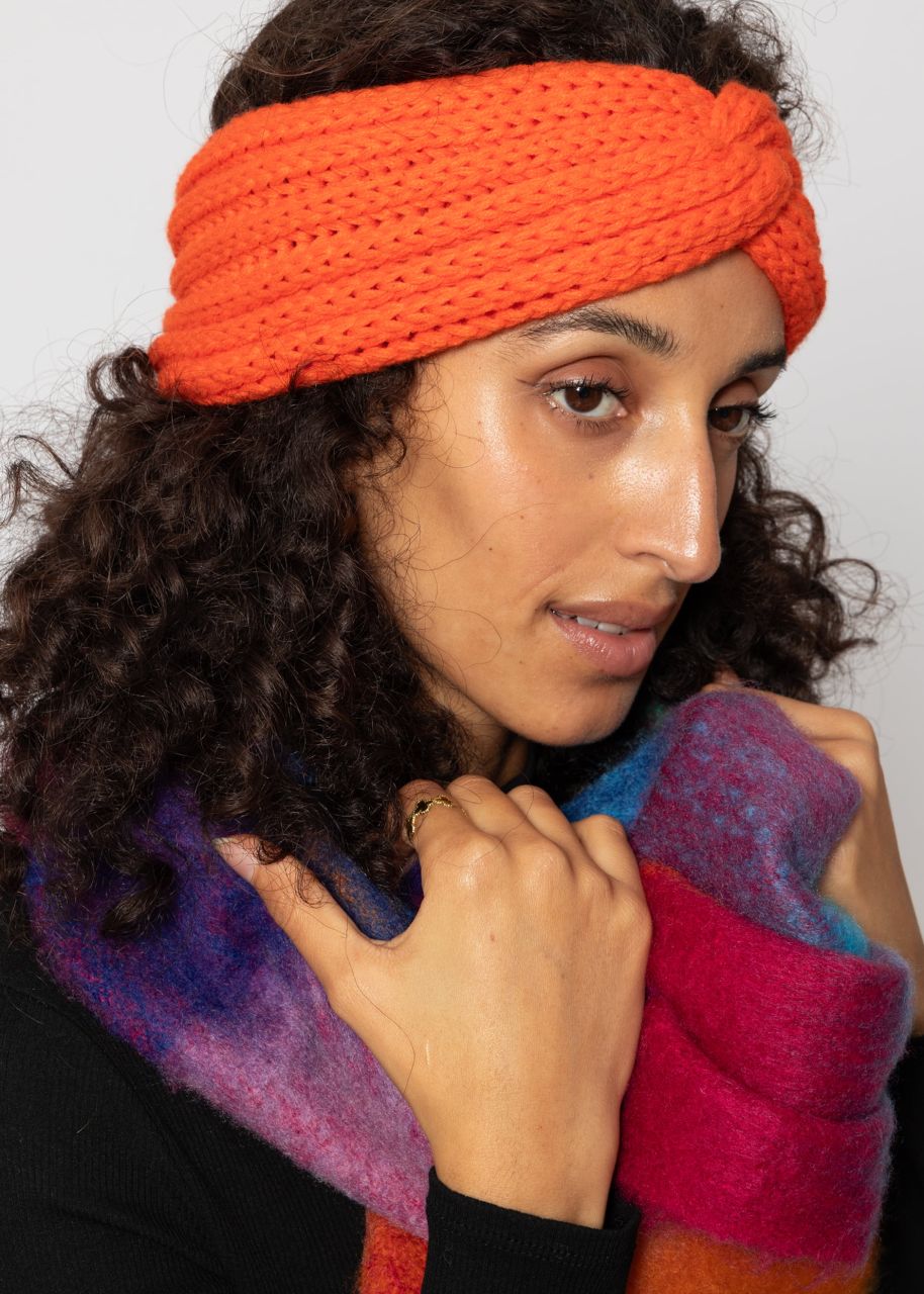 Ribbed knit headband - orange