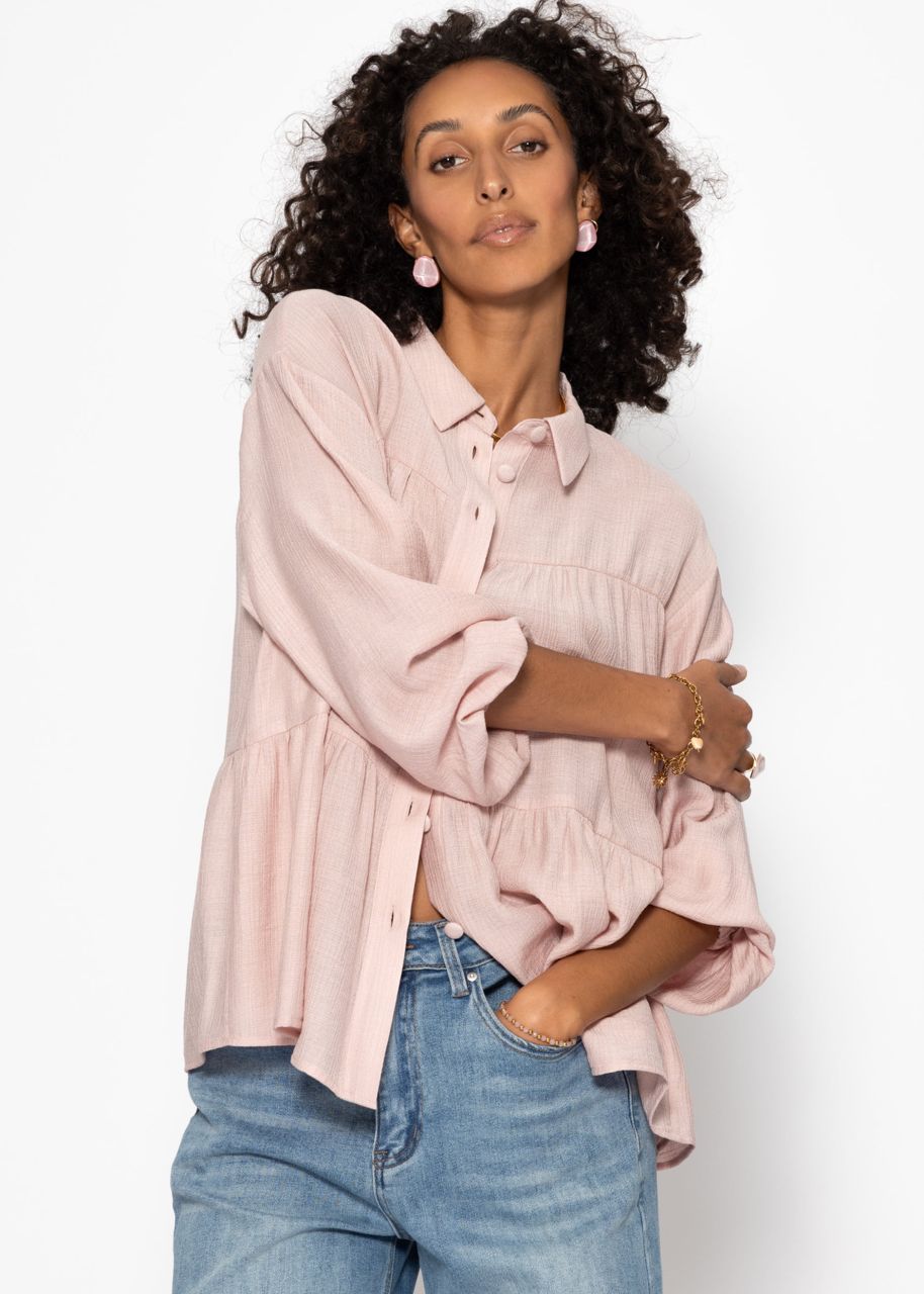 Lightweight blouse with flounces - dusky pink