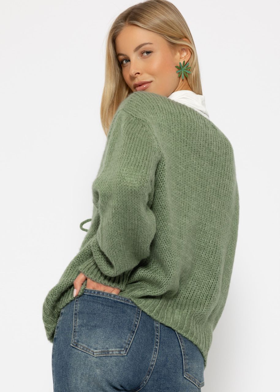 Cardigan with bow closure - sage green