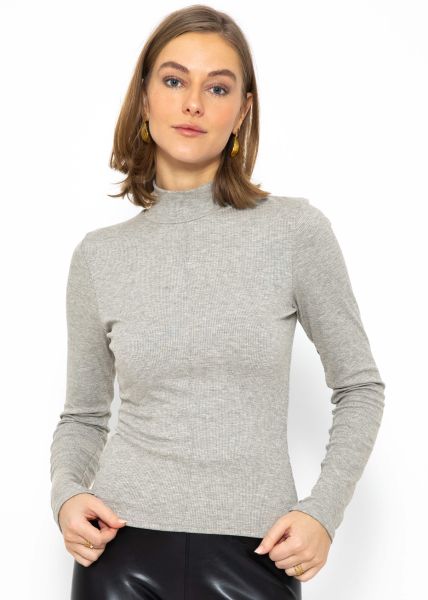 Long-sleeved shirt with turtleneck - grey