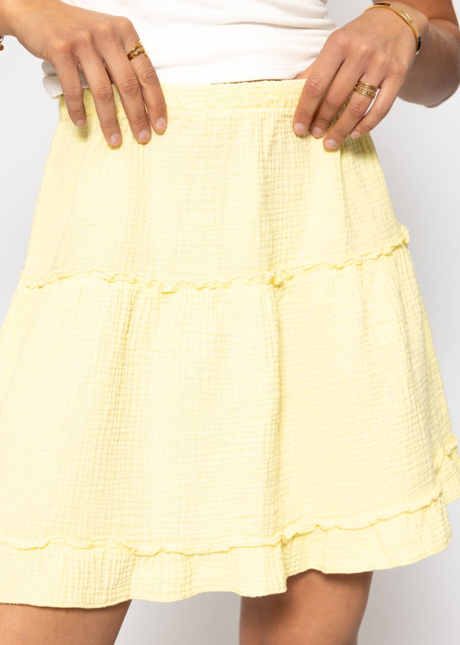 Muslin skirt with flounce - butter yellow