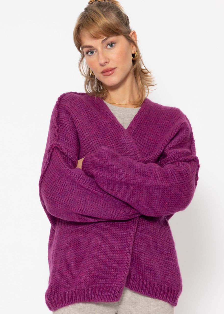 Casual cardigan with outer seams - purple