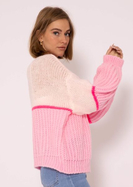 Cardigan with pink stripes, pink