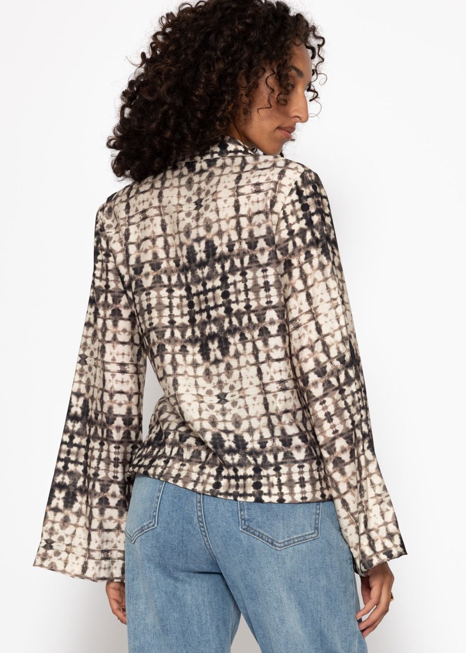Viscose blouse with print - taupe