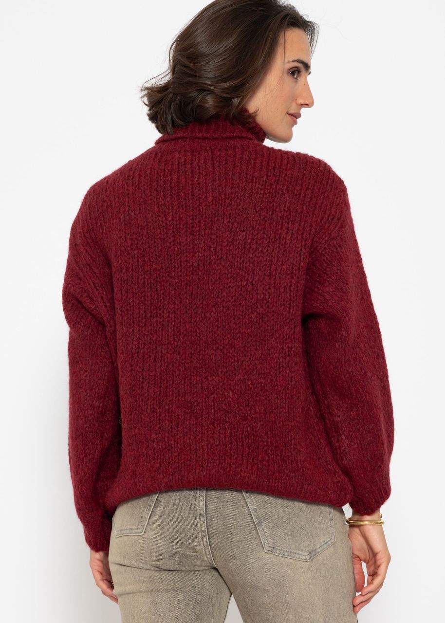 Oversize turtleneck sweater - burgundy