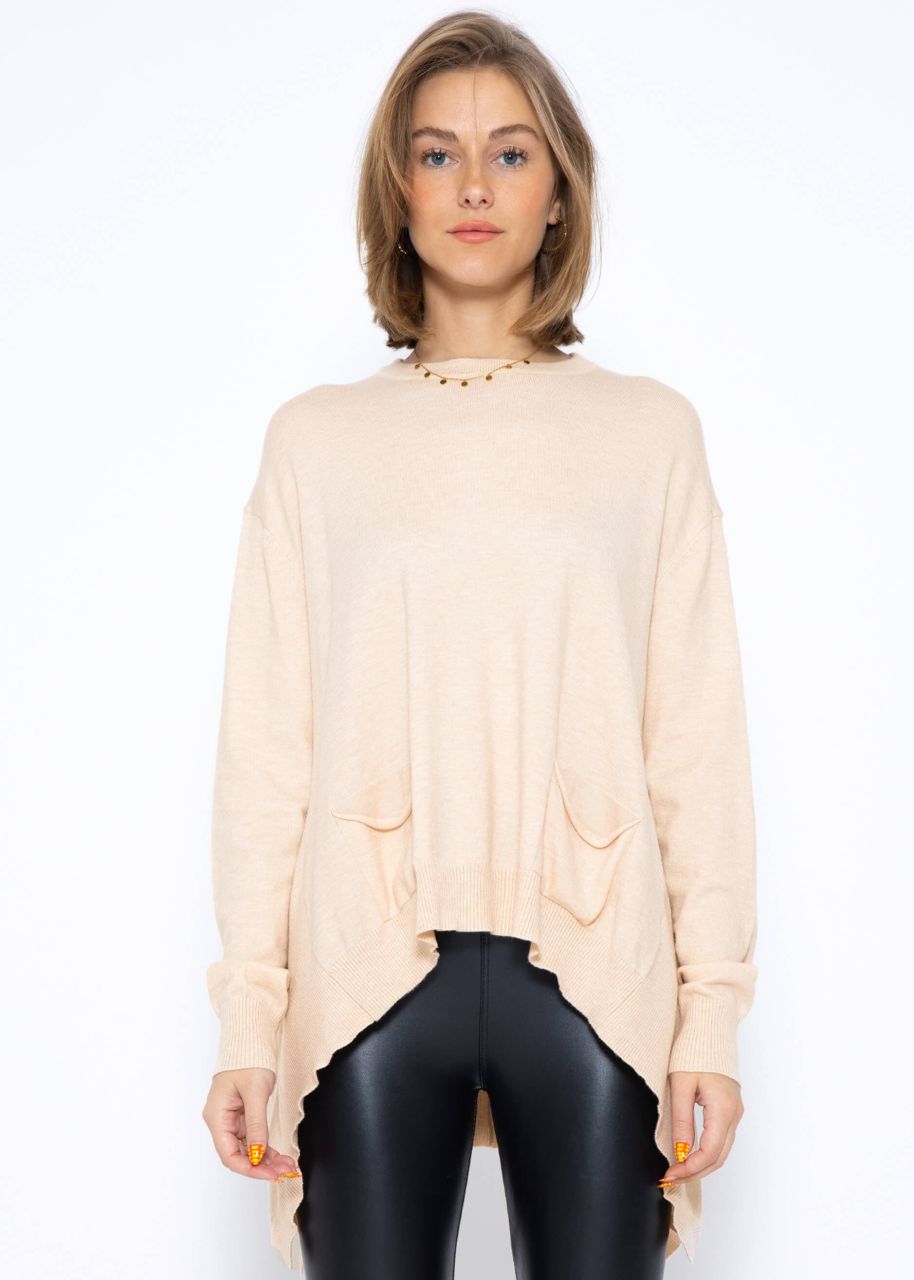 Oversize jumper, long at the back - beige