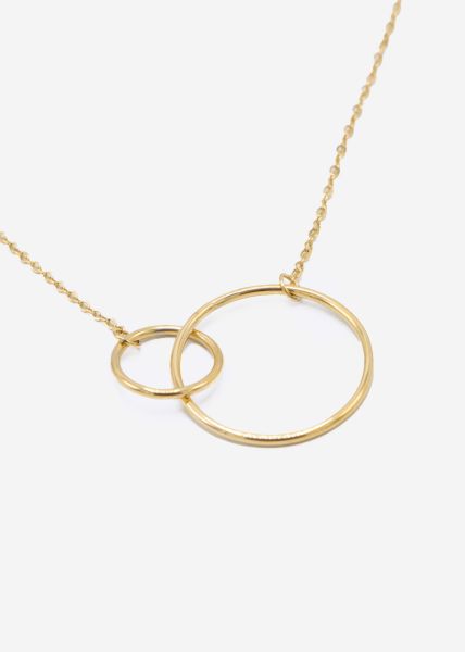 Necklace with 2 circles, gold