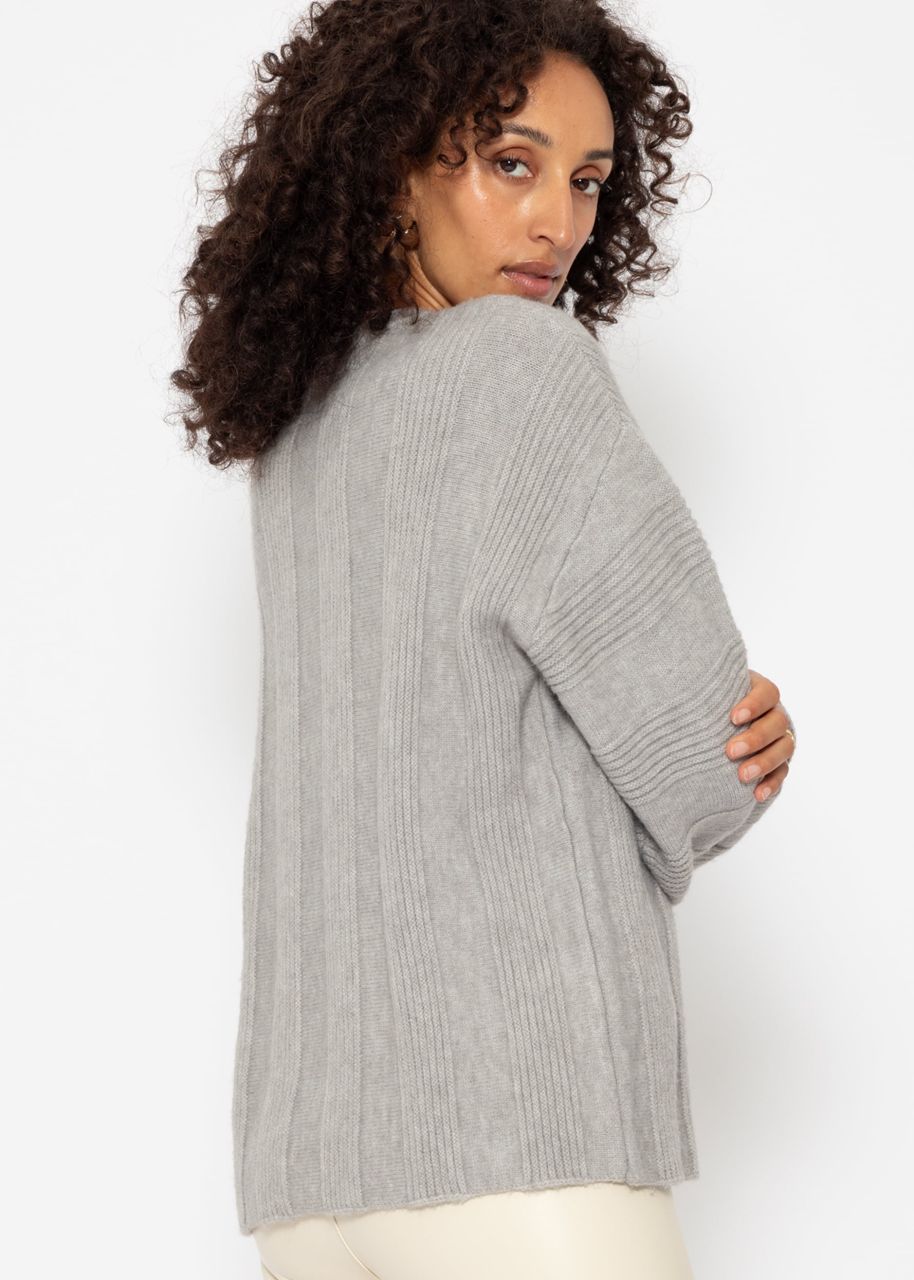 Jumper with ribbed stripe pattern - grey