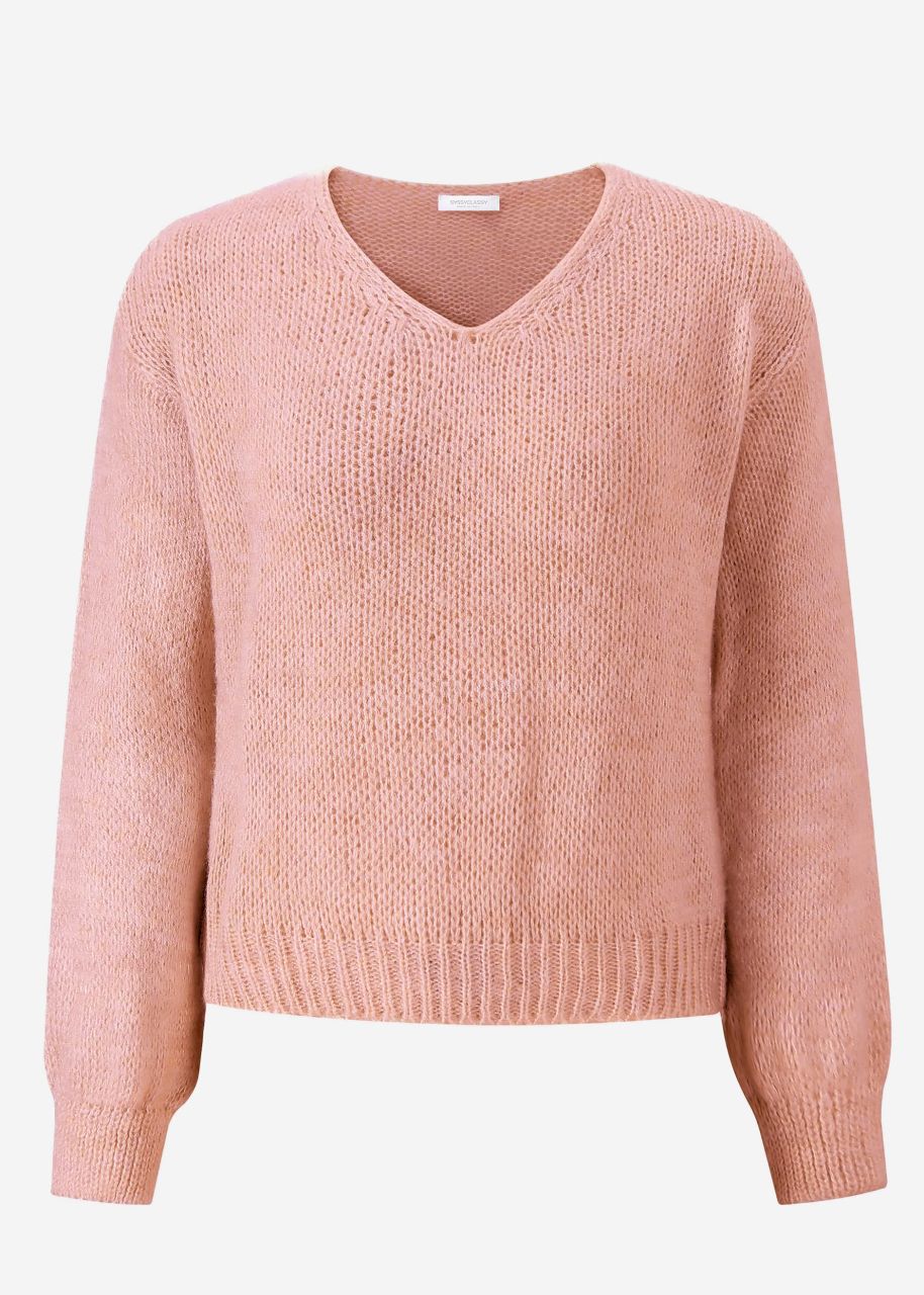 Jumper with V-neck - dusky pink