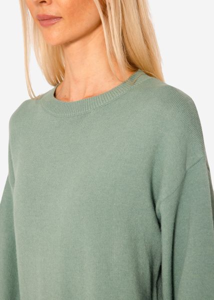 Oversized jumper with side slits - green