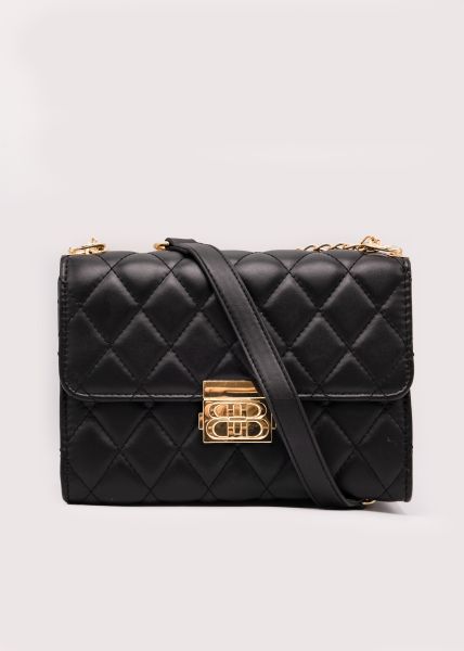 Crossbody bag with quilted pattern, black