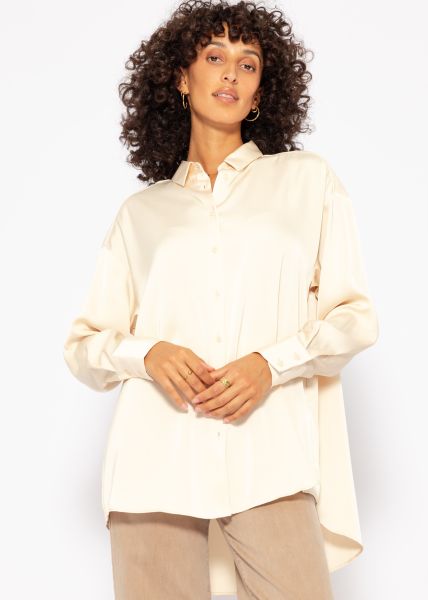 Oversize satin blouse - beige