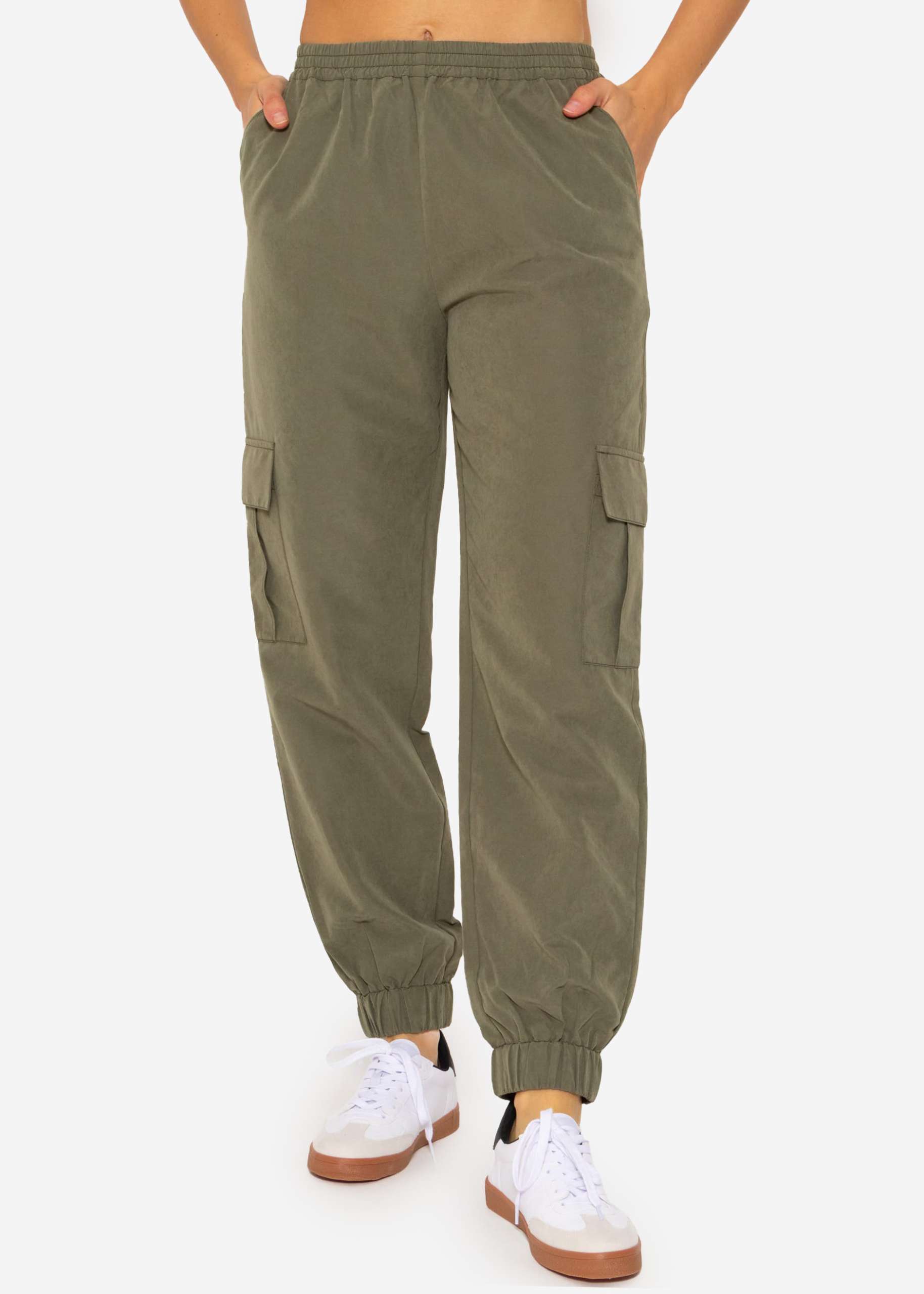 Pants with patch pockets - khaki