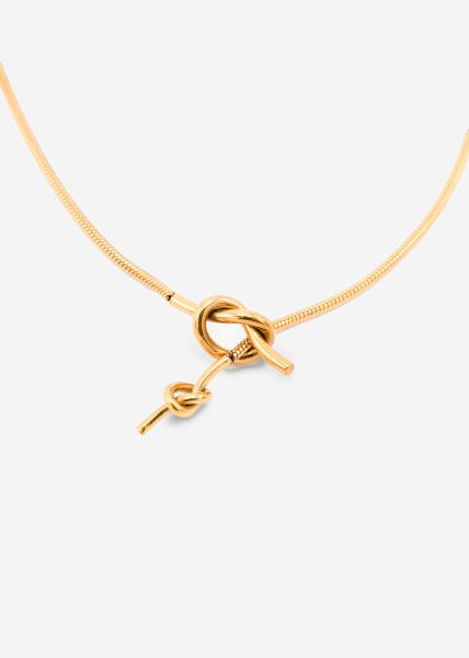 Flat Y-necklace with toggle clasp - gold