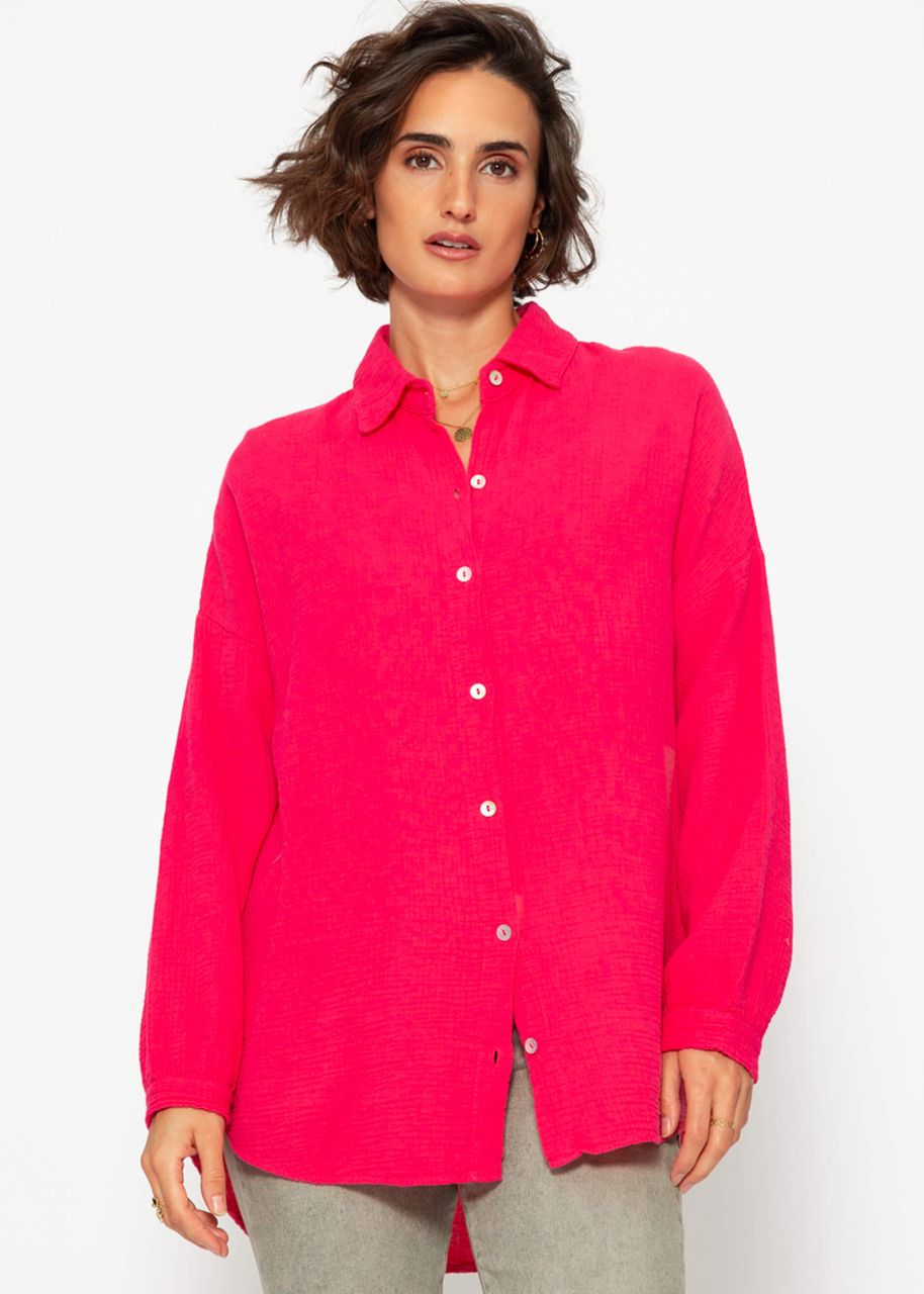 Regular fit muslin blouse - raspberry red