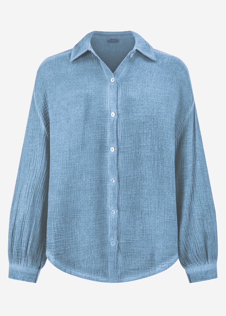 Washed out muslin blouse - petrol blue