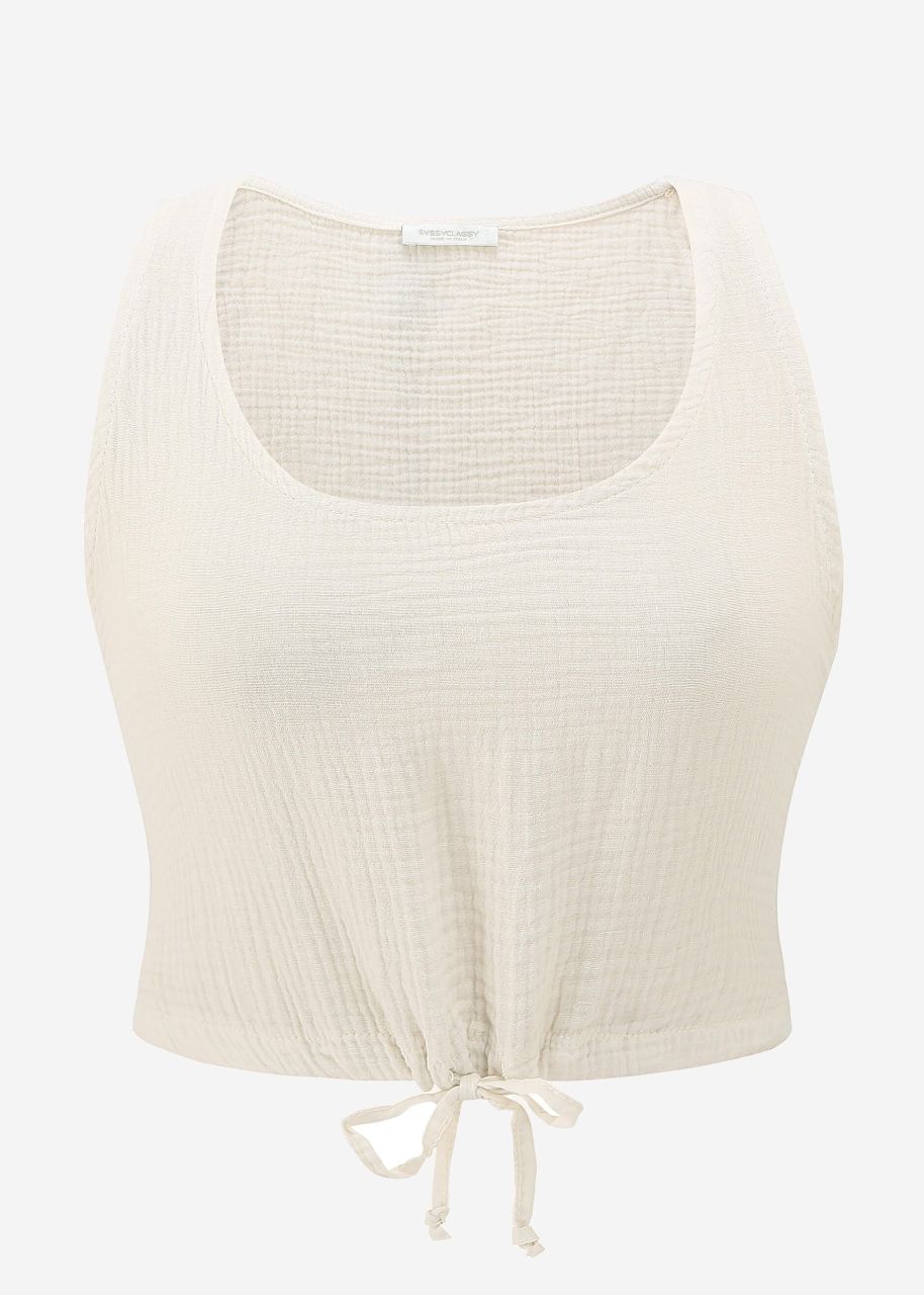 Muslin top with drawstring - light beige