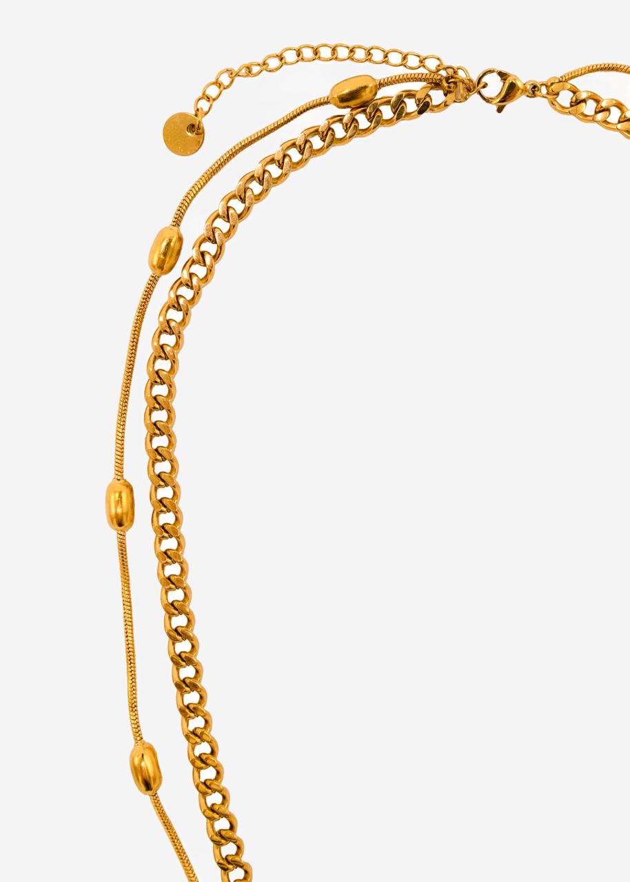 Y-necklace with pearl details - gold