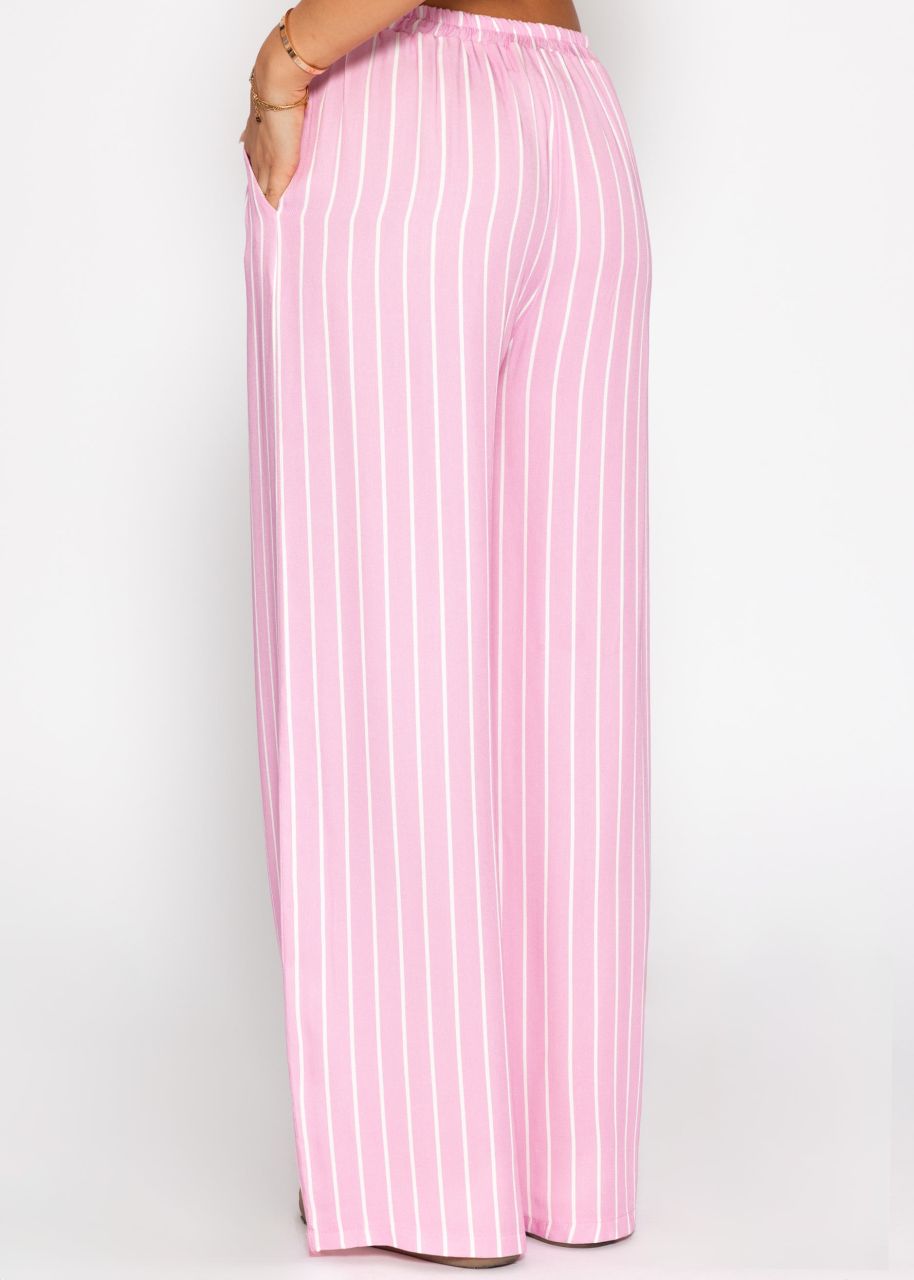 Striped trousers with wide leg - pink