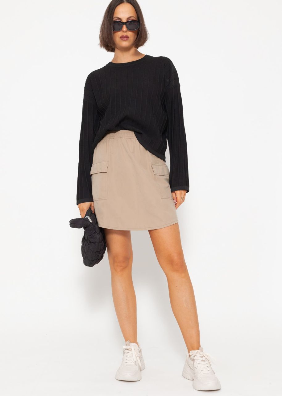 Fine sweater with ribbed texture - black