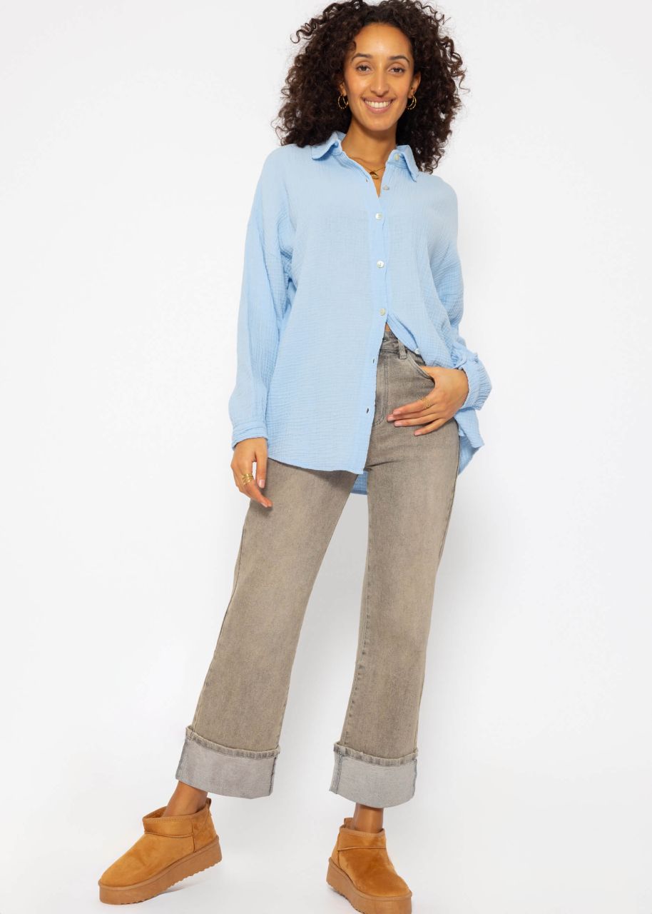 Regular fit muslin blouse - light blue