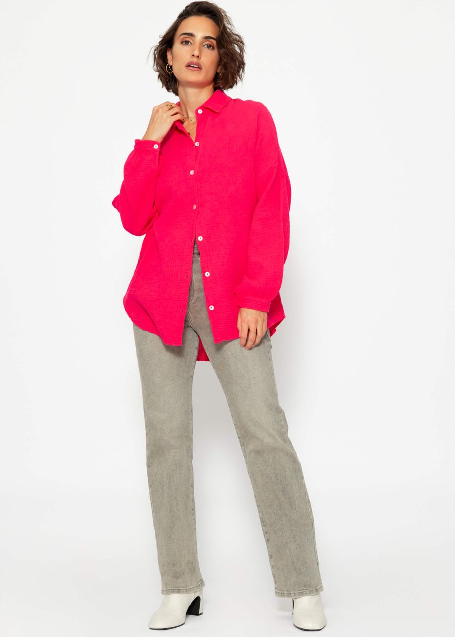 Regular fit muslin blouse - raspberry red