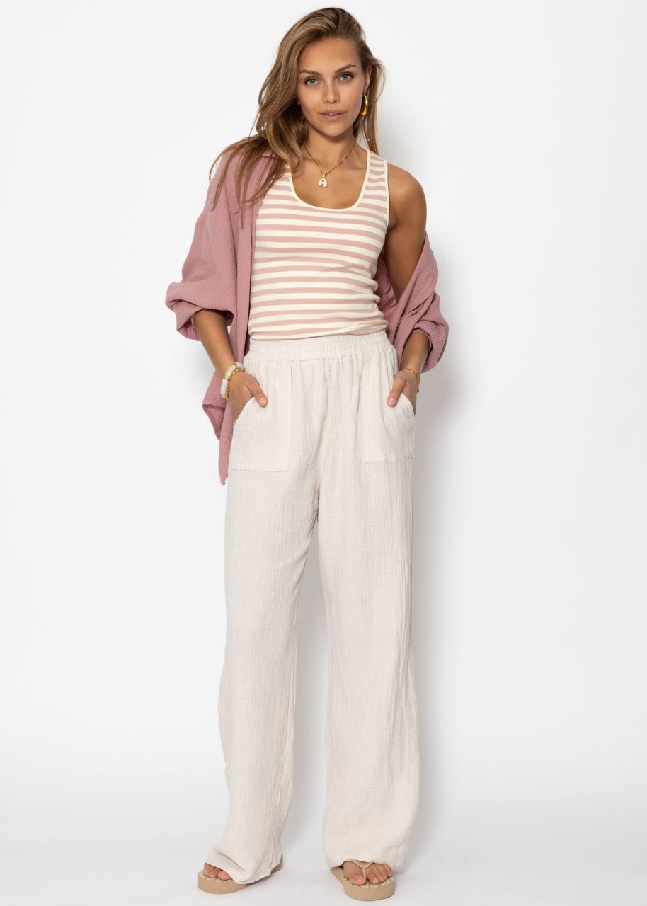 Tank top striped - pink-beige