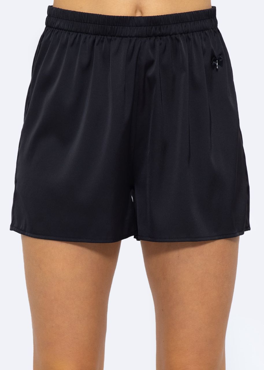 Satin pyjama shorts - black