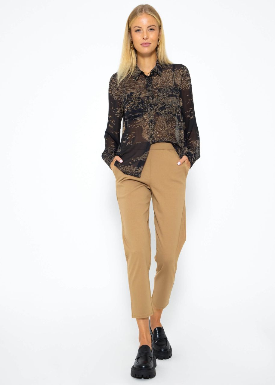 Chiffon blouse with a delicate print - black