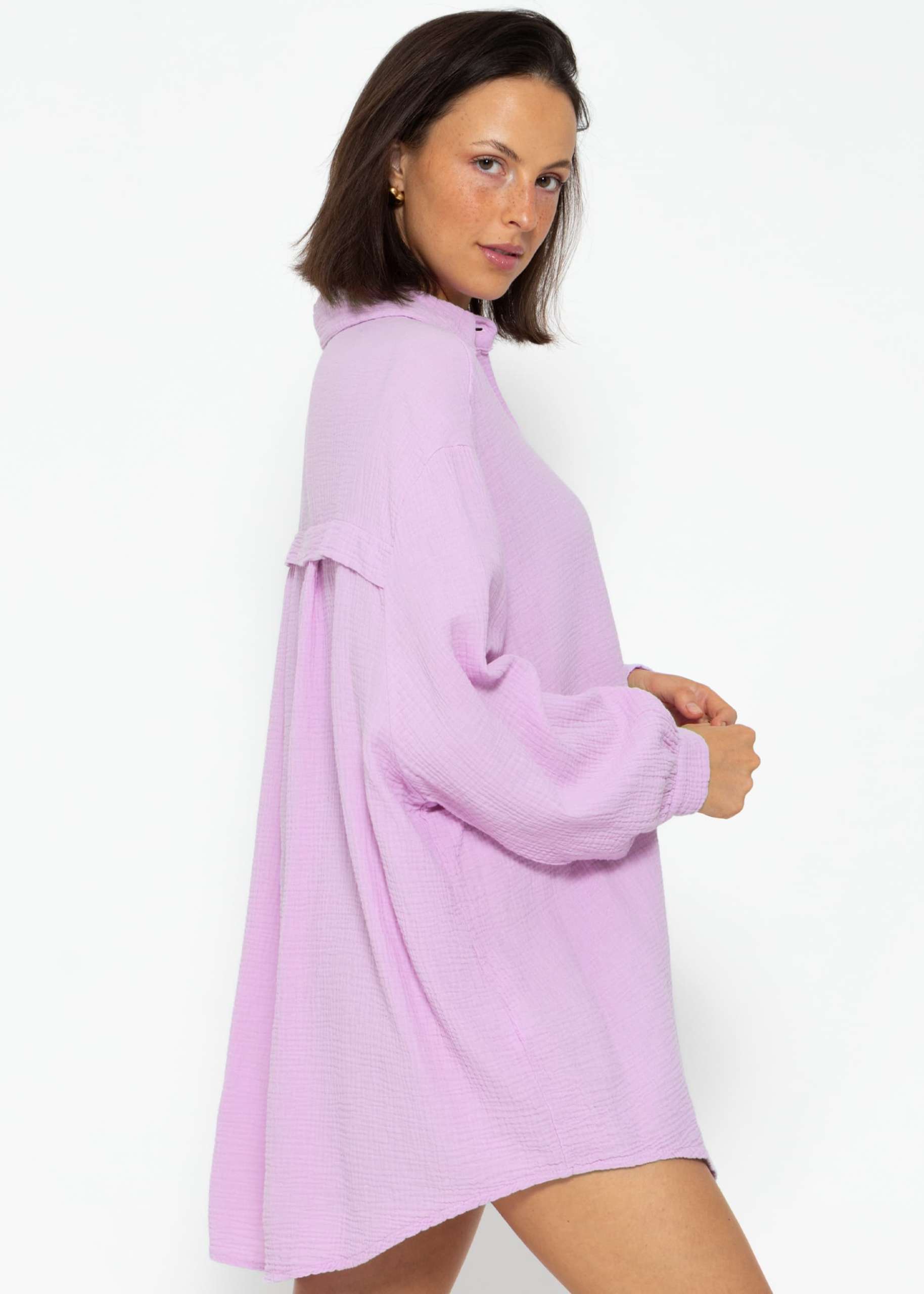 Muslin blouse oversize, lilac