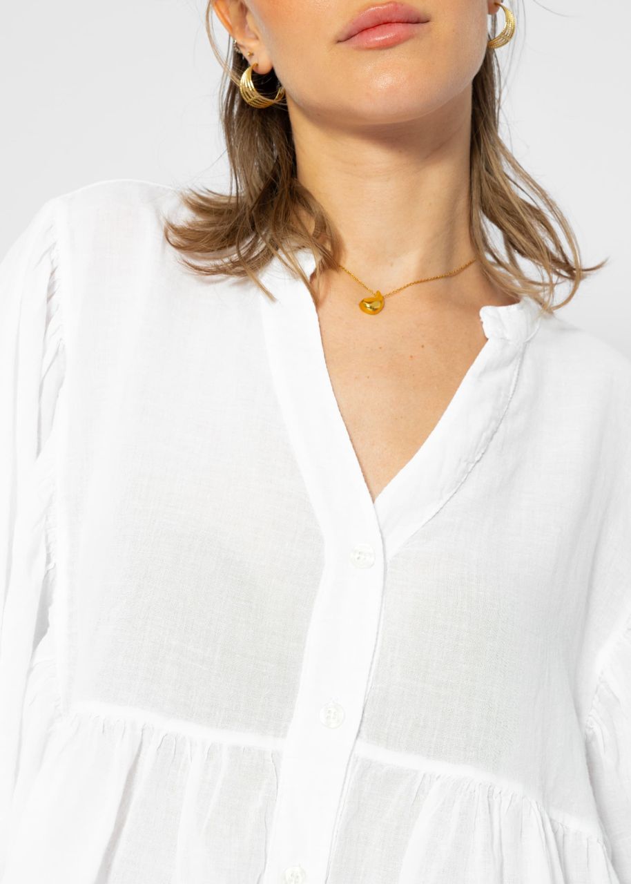 Oversize cotton voile blouse - white