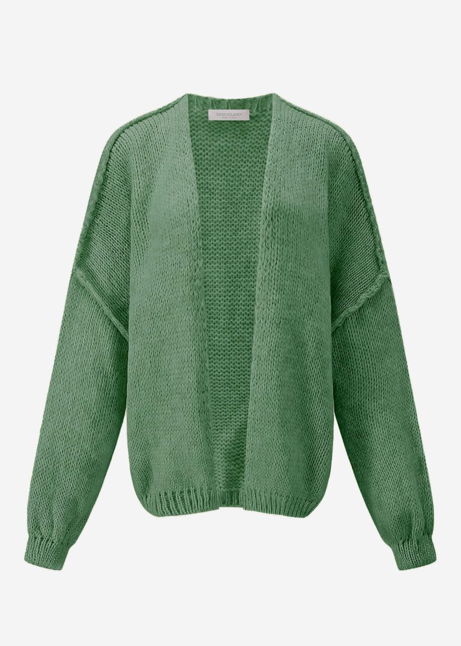 Casual cardigan with outer seams - sage green