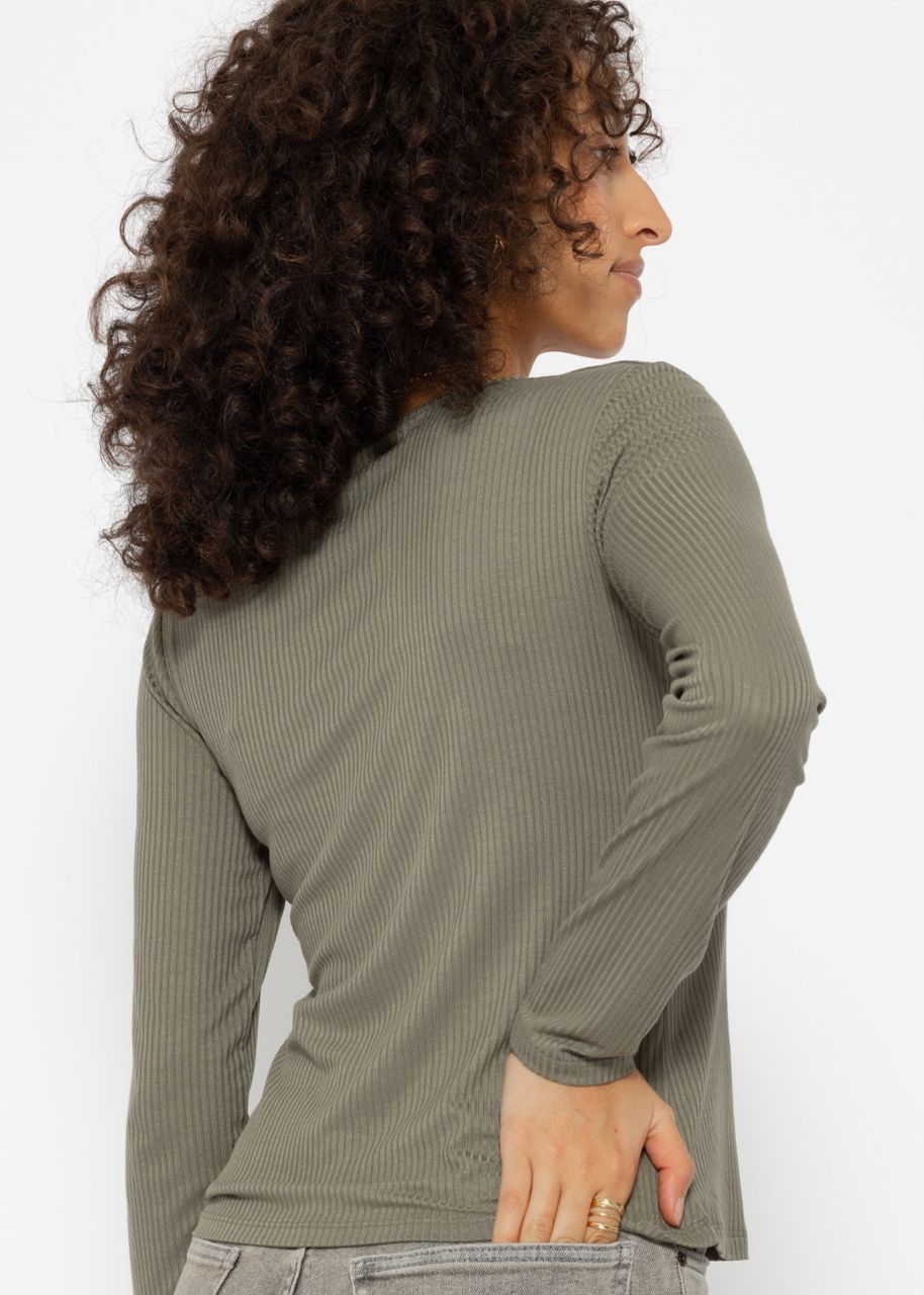 Ribbed long sleeve shirt - khaki