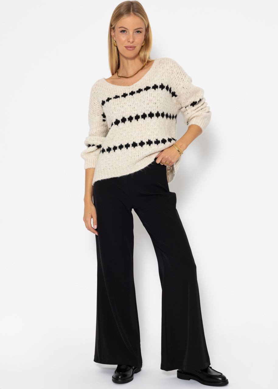 Jumper with fantasy stripe pattern - offwhite