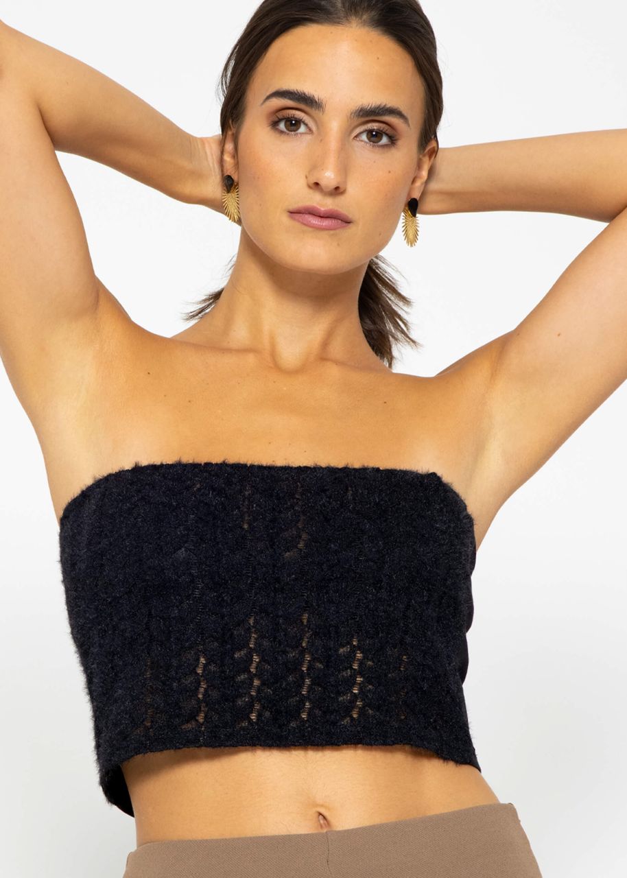 Bandeau top in extravagant lace - black